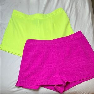 Vibrant Women's Shorts Set - Neon Pink and Yellow